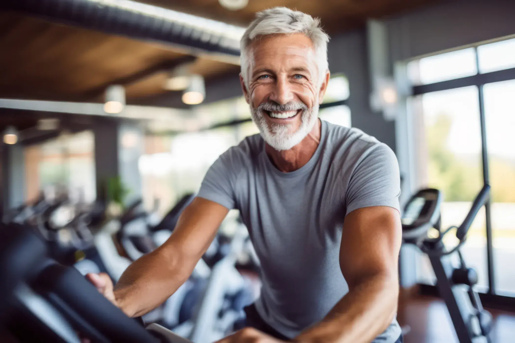 Man smiling in a gym setting