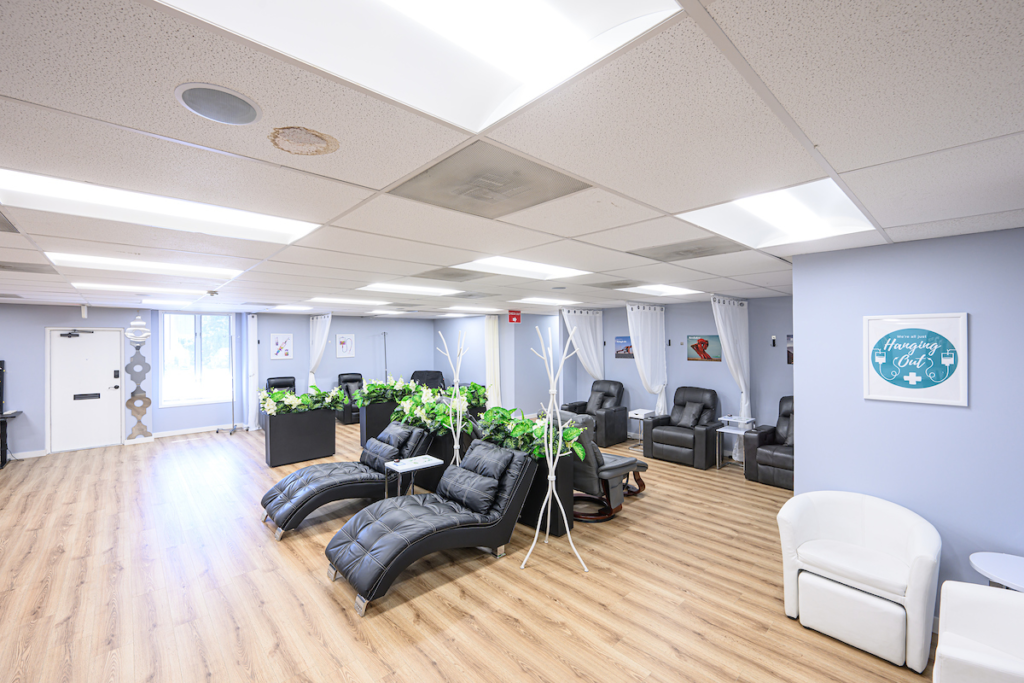 Core IV Therapy treatment room in Herndon, VA with reclining IV therapy chairs