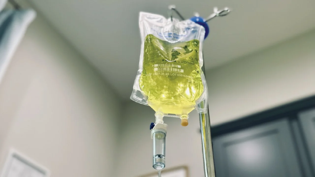 IV bag hanging on a stand
