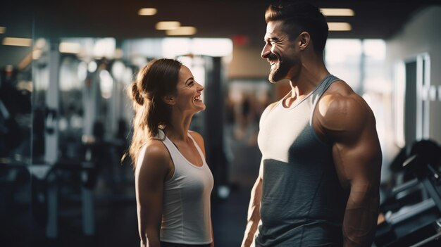 Photo of a man and woman in a gym