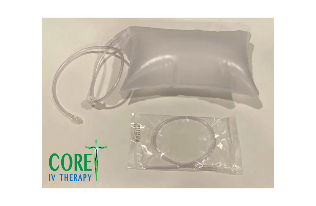 Packaged treatment kit item with the Core IV Therapy logo