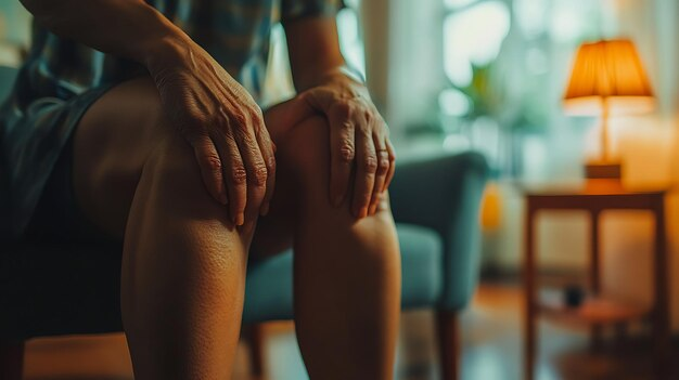 photo of a seated person holding their knees